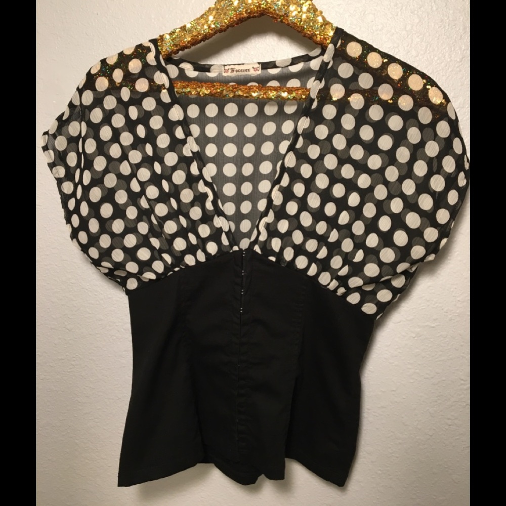 Black & White polka dot blouse